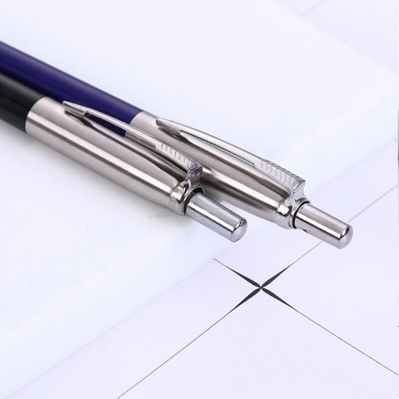 Метална химикалка в стил на рекламна преса Търговски подаръчни химикалки за училище Офис Ядро Solventborne Автоматична химикалка с черно мастило