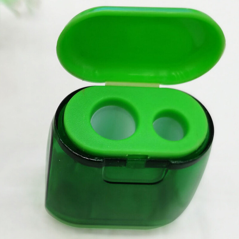 4 бр. Острилка за моливи Леки острилки Детски консумативи Мини лилави пластмасови ученици Ръководство с двоен отвор Син