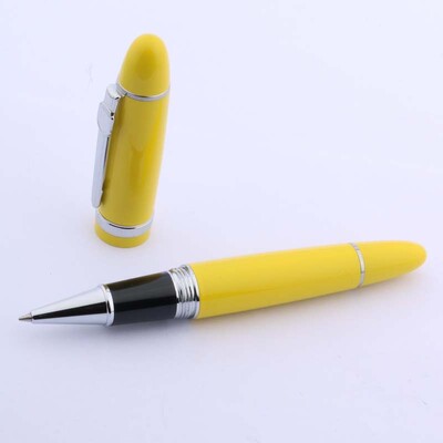 Karštas išpardavimas Gražus geltonas lakuotas su sidabro apdaila 0,5 mm rutulinis rašiklis reklamoje JINHAO 159