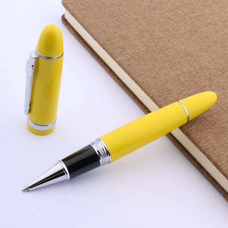 Karštas išpardavimas Gražus geltonas lakuotas su sidabro apdaila 0,5 mm rutulinis rašiklis reklamoje JINHAO 159