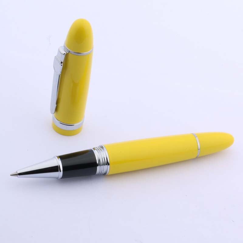 Karštas išpardavimas Gražus geltonas lakuotas su sidabro apdaila 0,5 mm rutulinis rašiklis reklamoje JINHAO 159