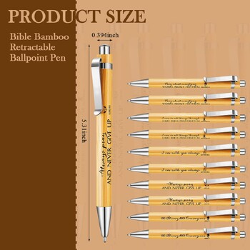 10 τεμ. Bible Verse Bamboo Retractable Christian Pens Inspiration Bible Verse Ballpoint Pens with Ink Gifts for Chur