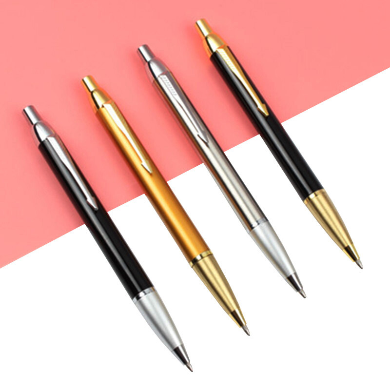 1PCS Baikingift 4colors Висококачествена мода Метална химикалка Химикалка преса Химикалка 0,7 мм черно синя студентски консумативи бизнес химикалка подарък