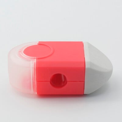 Ascuțitoare de creioane multifuncțională cu radieră încorporată, ascuțitoare portabilă cu o singură gaură, articole de papetărie și rechizite de birou.