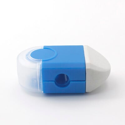 Ascuțitoare de creioane multifuncțională cu radieră încorporată, ascuțitoare portabilă cu o singură gaură, articole de papetărie și rechizite de birou.