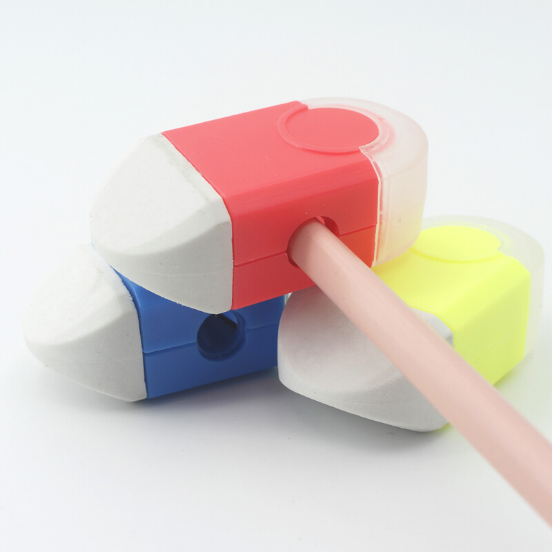 Ascuțitoare de creioane multifuncțională cu radieră încorporată, ascuțitoare portabilă cu o singură gaură, articole de papetărie și rechizite de birou.