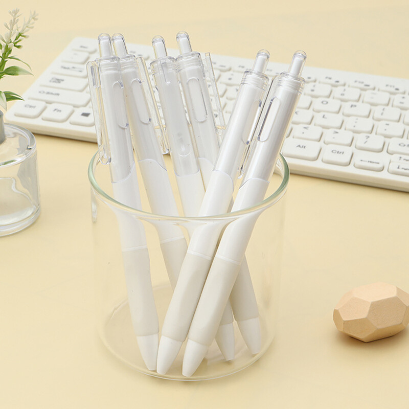 2/4 tk Sissetõmmatavad geelpliiatsid, must tindiga 0,5 mm rull-pliiatsid kontori valge pliiatsiga kirjutamine kontori allkirjaga koolitarbed