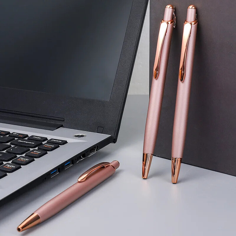 Pixuri simple din aur roz, din metal, pixuri retractabile pentru birou, pixuri pentru semnătură, articole de papetărie școlare, rechizite de scris de înaltă calitate