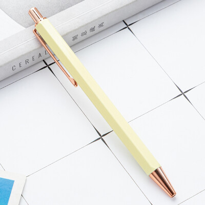 1 брой креативна химикалка Lytwtw's Hexagon Metal press Pen Канцеларски материали Училищни офис консумативи