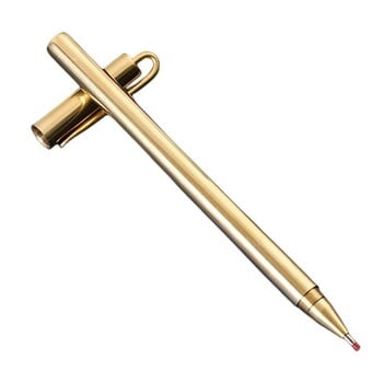 Στυλό Heavy Brass Ballpoint Στυλό πρωτότυπου σχεδιασμού Craft Click για επαγγελματικά δώρα Φυσικό ορειχάλκινο μαύρο αναδιπλούμενο στυλό