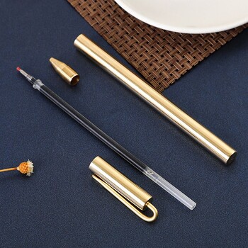 Στυλό Heavy Brass Ballpoint Στυλό πρωτότυπου σχεδιασμού Craft Click για επαγγελματικά δώρα Φυσικό ορειχάλκινο μαύρο αναδιπλούμενο στυλό