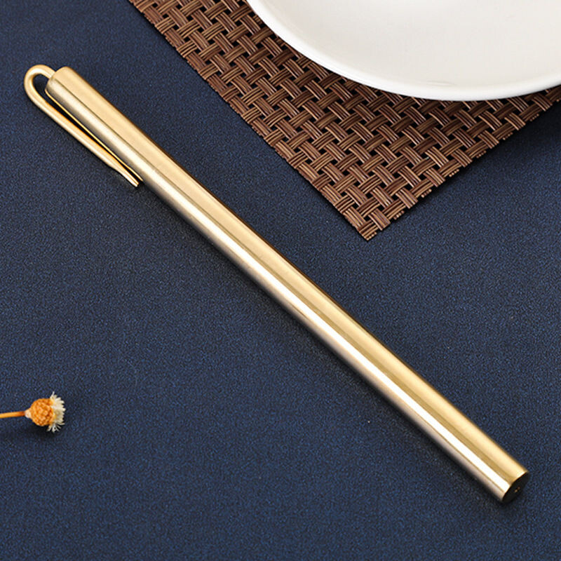 Sunkus žalvarinis rutulinis rašiklis originalaus dizaino „Craft Click“ rutulinis rašiklis verslo dovanoms Natūralaus žalvario juodos spalvos ištraukiamas rašiklis