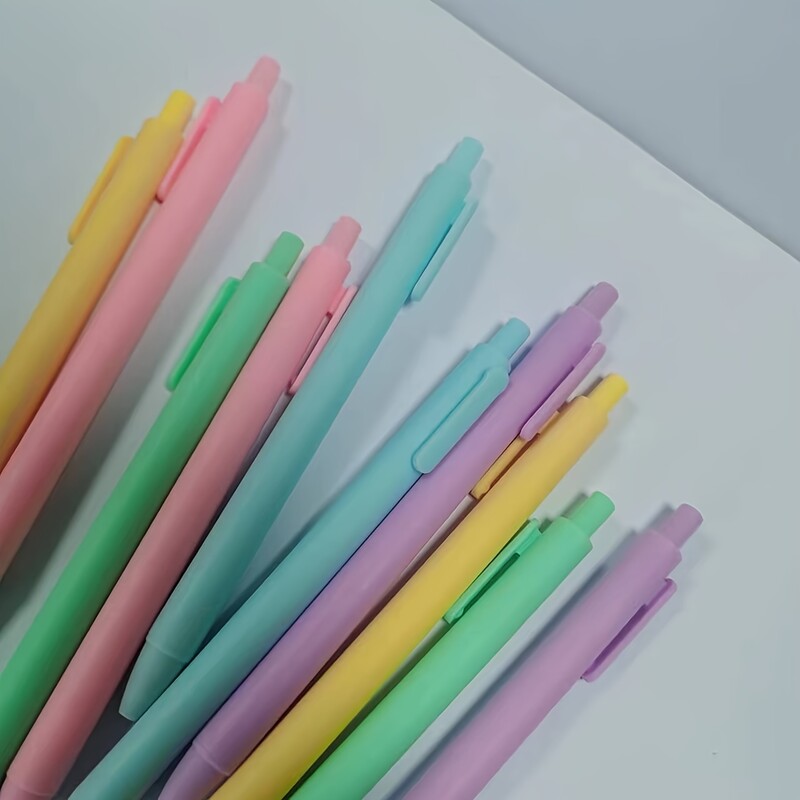 12 tk pastapliiatsid, kirjutuspliiatsid, pastelsed sissetõmmatavad ilusad ajakirjapliiatsid, musta tindiga keskmise teravusega 1,0 mm kinkepliiatsid