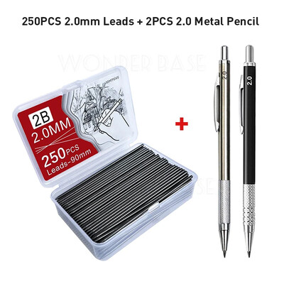 250/500/1000 бр. Пълнежни пълнители за олово с голям капацитет 0,5/0,7/0,9/1,3/2,0 mm 2B Пълнежни пълнители за механични моливи Ученически пособия за офис ученик