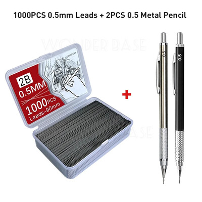 250/500/1000 бр. Пълнежни пълнители за олово с голям капацитет 0,5/0,7/0,9/1,3/2,0 mm 2B Пълнежни пълнители за механични моливи Ученически пособия за офис ученик
