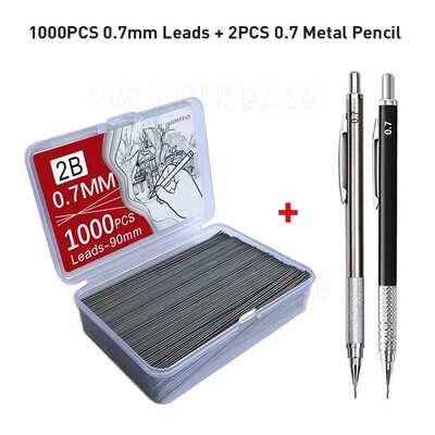 250/500/1000 бр. Пълнежни пълнители за олово с голям капацитет 0,5/0,7/0,9/1,3/2,0 mm 2B Пълнежни пълнители за механични моливи Ученически пособия за офис ученик