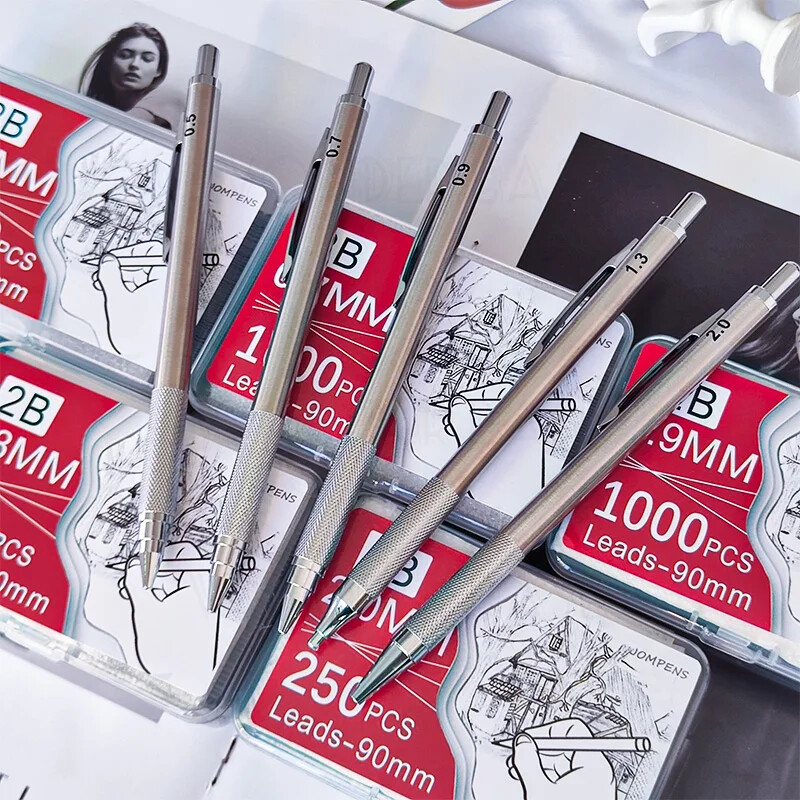 250/500/1000 бр. Пълнежни пълнители за олово с голям капацитет 0,5/0,7/0,9/1,3/2,0 mm 2B Пълнежни пълнители за механични моливи Ученически пособия за офис ученик