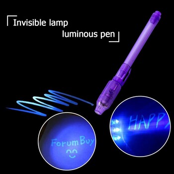 Φωτεινό στυλό Invisible Ink Magic UV Light Money Detector Pen 2 in 1 Kids Drawing Secret Learning Educational Magic Pens