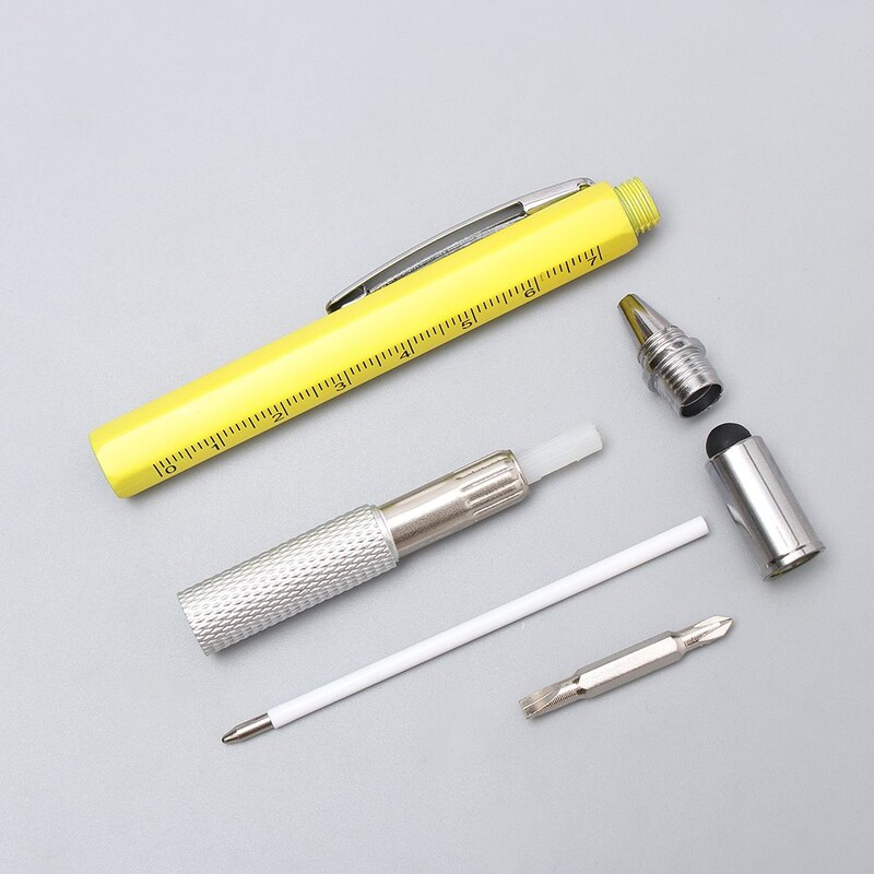 Daugiafunkcis talpinis rašiklis su atsuktuvu, gulsčiuko tušinukas Mobiliojo telefono ekranas Jutikliniai prietaisai Konstravimo įrankiai