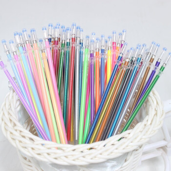 100/12 Colors Gel Pen Refills Glitter Metallic Pastel Fluorescence Neon Ink Refills for Adult Coloring Booking Scrapbooking