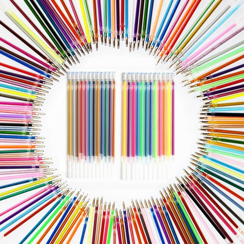 100/12 boja punjenja za gel olovke svjetlucave metalne pastelne fluorescentne neonske tinte za punjenja za odrasle Bojanke za albume