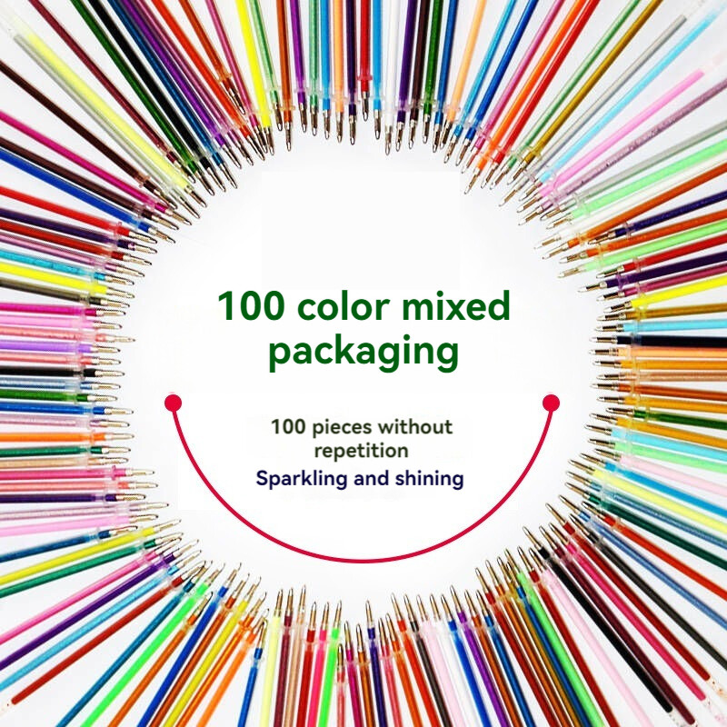 100/12 boja punjenja za gel olovke svjetlucave metalne pastelne fluorescentne neonske tinte za punjenja za odrasle Bojanke za albume