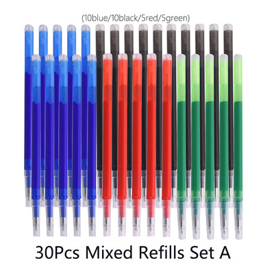 0,7 мм пълнители тип преса Син Черен Червен Зелен Изтриваеми пълнители с голям капацитет 30 бр./компл. Училищни канцеларски материали за писане