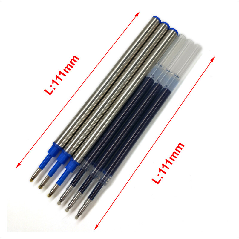 Yushun 6 kom/lot metalni uložak 0,5 mm za rolo kemijsku olovku poslovna dopuna za kemijsku olovku 111 mm dužina glatko pisanje