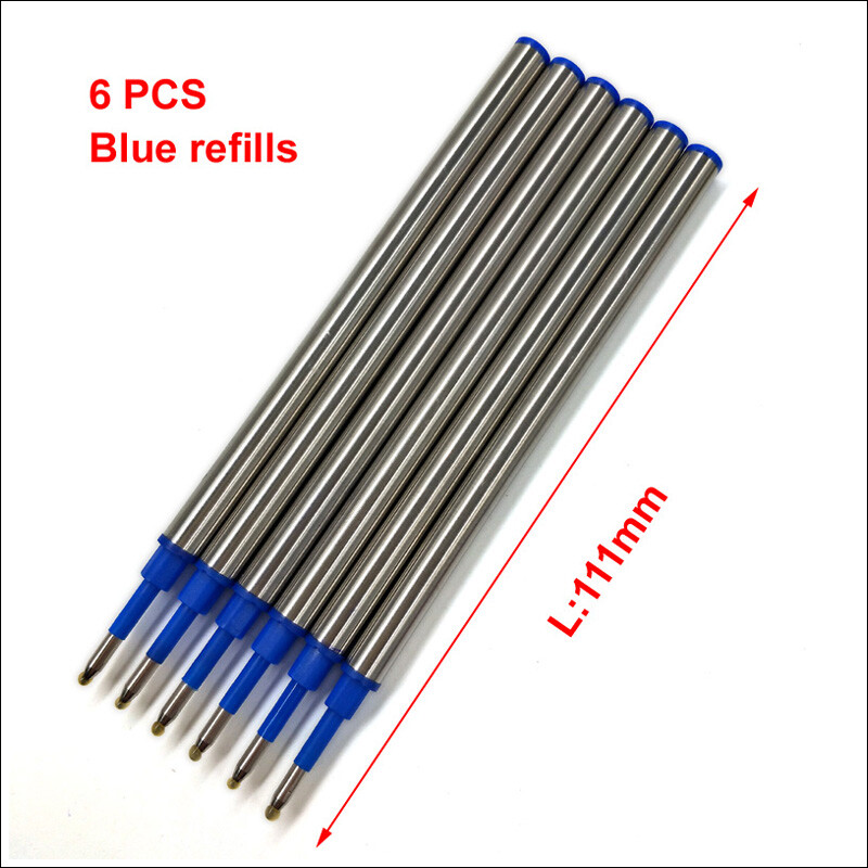 Yushun 6 kom/lot metalni uložak 0,5 mm za rolo kemijsku olovku poslovna dopuna za kemijsku olovku 111 mm dužina glatko pisanje