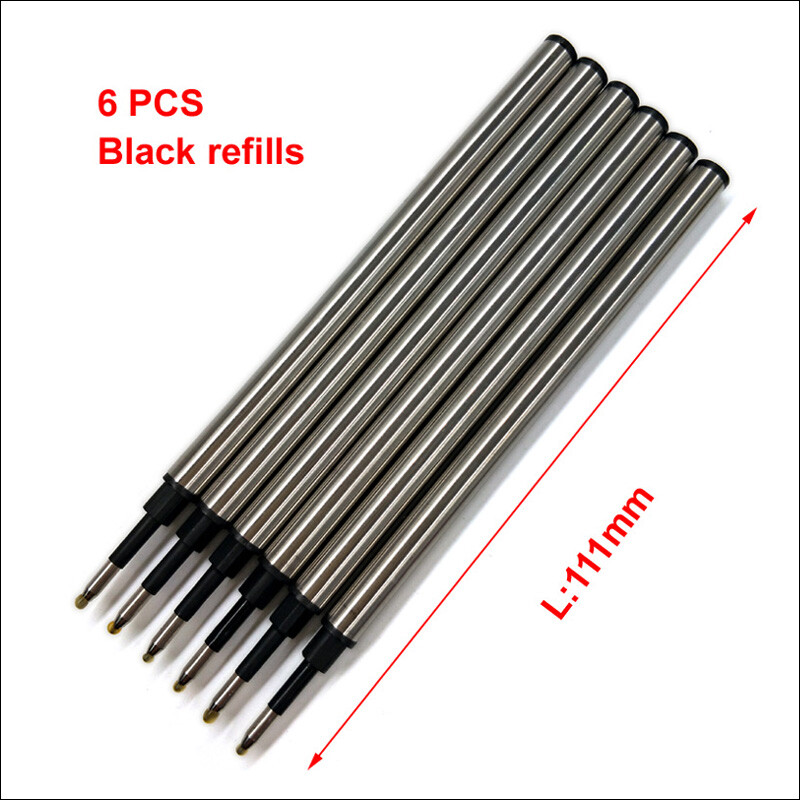 Yushun 6 kom/lot metalni uložak 0,5 mm za rolo kemijsku olovku poslovna dopuna za kemijsku olovku 111 mm dužina glatko pisanje