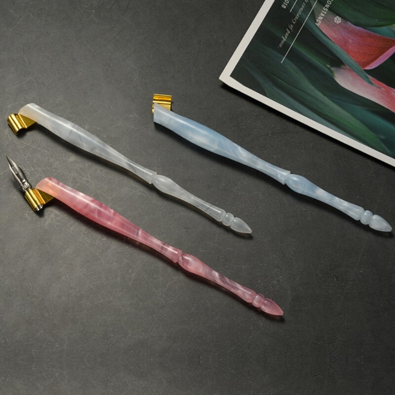 Angliškas rašiklis Copperplate Script įstrižas panardinamasis rašiklio laikiklis su stiklo antgaliais