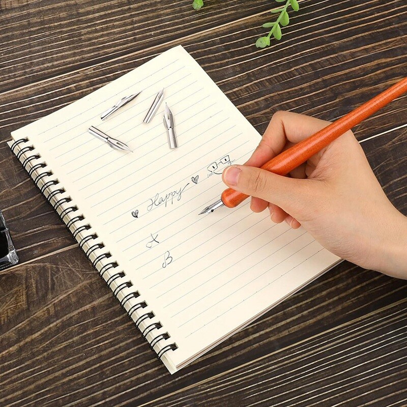 10 vnt. Panardinamasis rašiklio rinkinys Komiksų rašiklio antgalių rinkinys Rašalo antgalis Kaligrafijos rašiklio antgaliai Mediniai piešimo rašikliai