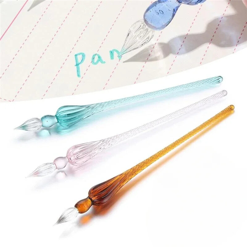 1 tk Vintage kristallist kastepliiats täitesulepea, läbipaistev klaaspliiats, maalimise tarvik Inglise kalligraafia kontoritarbed