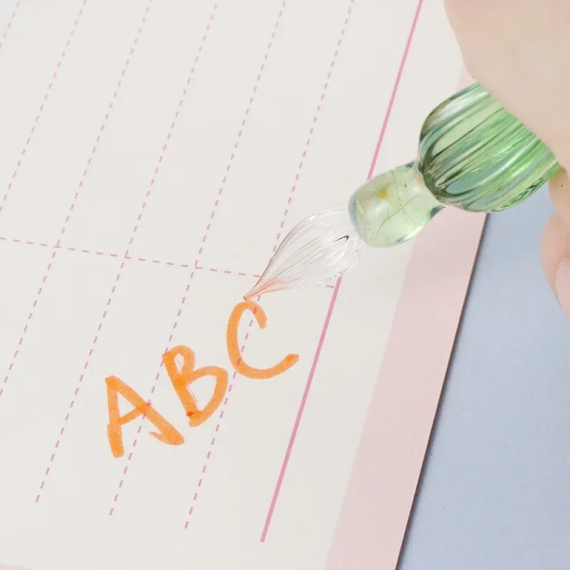 1 tk Vintage kristallist kastepliiats täitesulepea, läbipaistev klaaspliiats, maalimise tarvik Inglise kalligraafia kontoritarbed