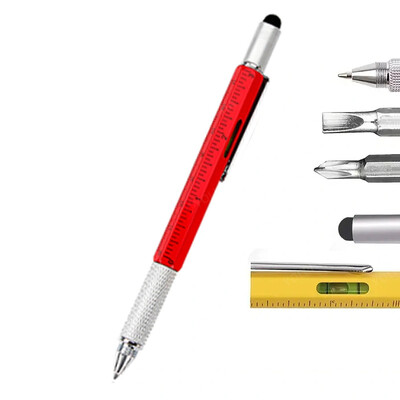 Stilo metalic multifuncțional 7 în 1, cu riglă de nivel, Gadget-uri, inginer, dulgher, instrument de buzunar, cu riglă, șurubelniță