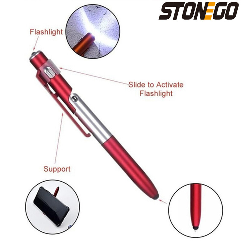 Stylus STONEGO multifuncțional 4 în 1 pliabil stilou cu bilă (lanternă + suport) pentru tabletă telefon mobil