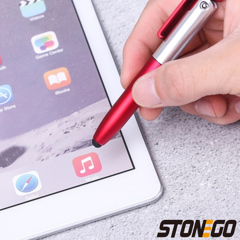 Stylus STONEGO multifuncțional 4 în 1 pliabil stilou cu bilă (lanternă + suport) pentru tabletă telefon mobil