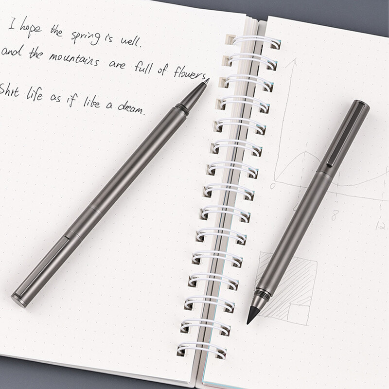 1 PC Prijenosna olovka s dvostrukom funkcijom Kemijska olovka i olovka Glatko pisanje i laka za nošenje Crna tinta Savršen poklon Visoka kvaliteta