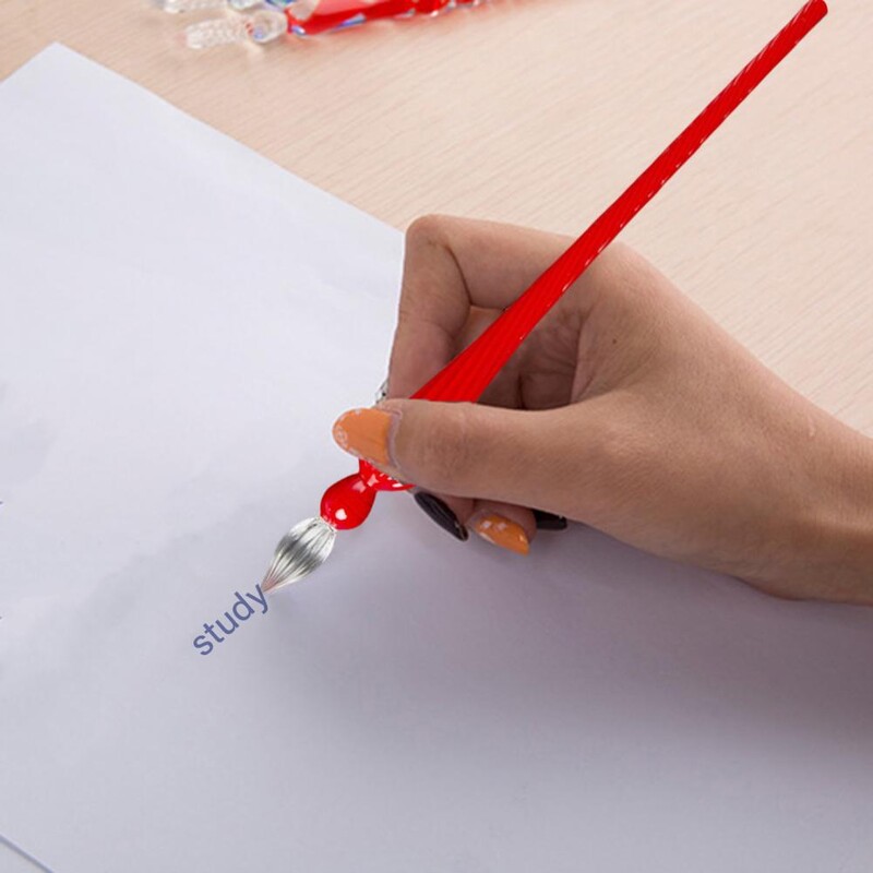 Комплект цветни писалки за калиграфия Dip Pen Елегантна стъклена писалка за калиграфско рисуване с плавни линии Красиви цветни ефекти Лесно