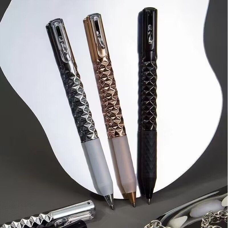 Pix neutru cu deformare geometrică din metal, 0,5 mm, stilou neutru, negru, cu uscare rapidă, stilou cu gel, rechizite școlare pentru elevi, profesori