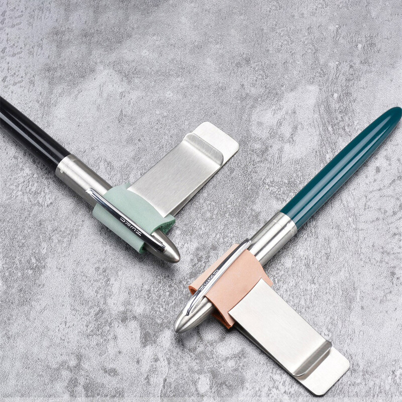Clip pentru stilou din piele naturală Jurnal Husă pentru creion din alamă Papetarie pentru elevi de școală Accesorii pentru caiet retro Oțel inoxidabil