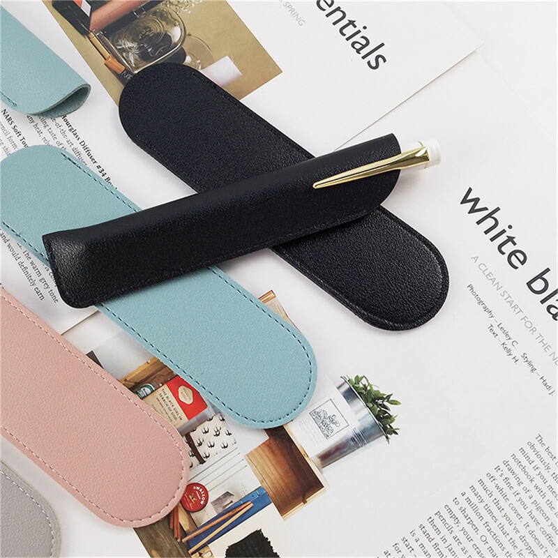 PU odinis pieštukų laikiklis Mokyklinis rašiklio laikymo krepšys Rašiklio dėklas Kawaii Pen Apsauginė rankovė Maža Ženklų rašiklio dangtelis Odinis Dėklas Dovanos