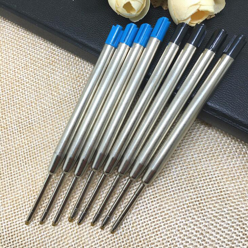 10 kom/lot 1,0 mm plavo crna kemijska olovka, dopuna za kemijsku tintu, metalne šipke za dopunu za pisaći uredski pribor
