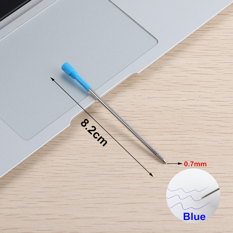 20 tk/partii hulgimüügi pastapliiatsi täitmine 0,7 mm pikkus 8,2 cm lühikese sinise ja musta tindiga 82 mm asenduspliiatsid kooli jaoks