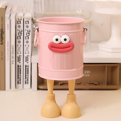 Suport rotund de creion cu desene animate drăguț Birou Birou Organizator de cutii pentru pahare Container de pix de fier durabil Papetărie pentru studenți