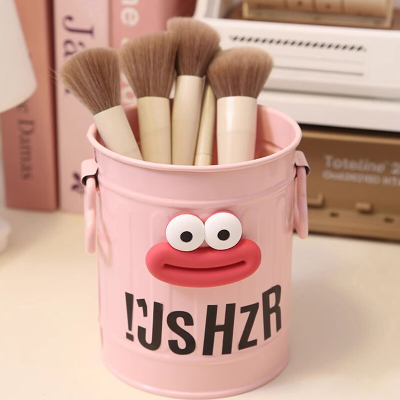 Suport rotund de creion cu desene animate drăguț Birou Birou Organizator de cutii pentru pahare Container de pix de fier durabil Papetărie pentru studenți