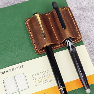 Odinis metalinis rašiklio laikiklis Rašiklio žiedas Odinis žurnalas 2 pakuotės nešiojamojo kompiuterio pieštuko segtukas metalinis segtukas