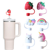 10 mm Strawberry Unicorn Rainbow Shape Paie Capace Cap, drăguțe silicon Pai Covers