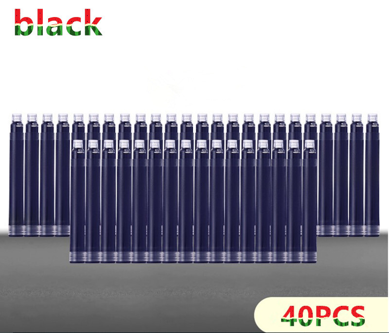 Preț de vânzare cu ridicata 40 de bucăți de unică folosință albastru și negru rezerve de cartuș de cerneală pentru stilou stilou Lungime rezerve pentru cartuș de cerneală