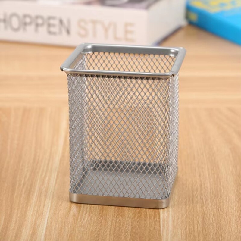 Suport pentru creion Suport pentru pix cu grilă metalică Birou de birou Organizator pentru pixuri, rotund, pătrat, oală, recipient pentru pahare, suport pentru pix, cutii de depozitare